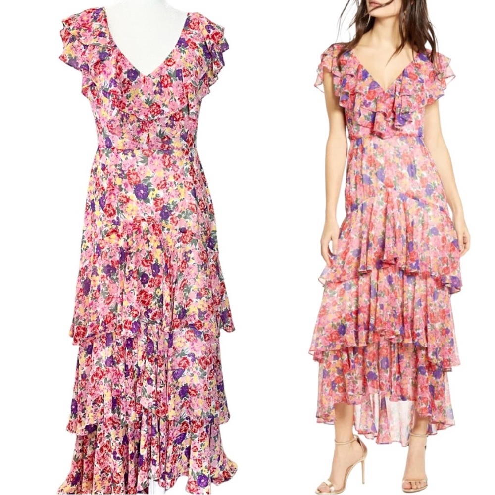 Wayf Floral Tiered Ruffle Dress